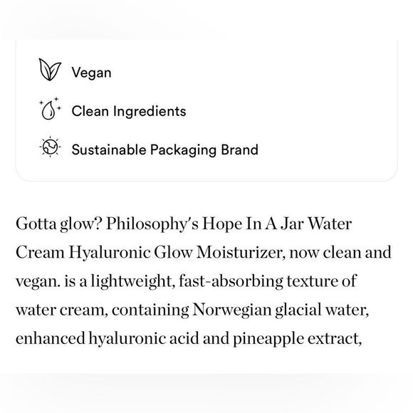$7❤️🔥 Philosophy Renewed Hope in a Jar Water Cream Hyaluronic Glow Moisturizer - Picture 6 of 8